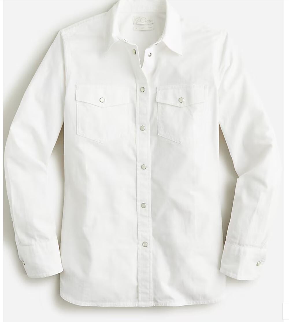 NWT Women's JCREW Slim Fit Chambray White Shirt Size 20